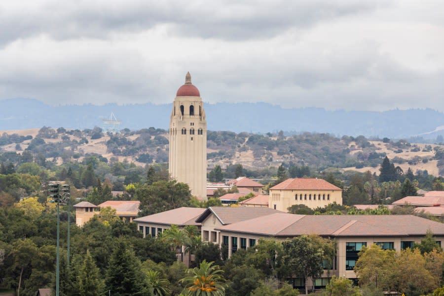 A general view of the campus of Stanford University including Hoover Tower as seen from Stanford Stadium on the day of a Pac-12 college football game between the USC Trojans and the Stanford Cardinal played on Sept. 10, 2022. (Photo by David Madison/Getty Images)