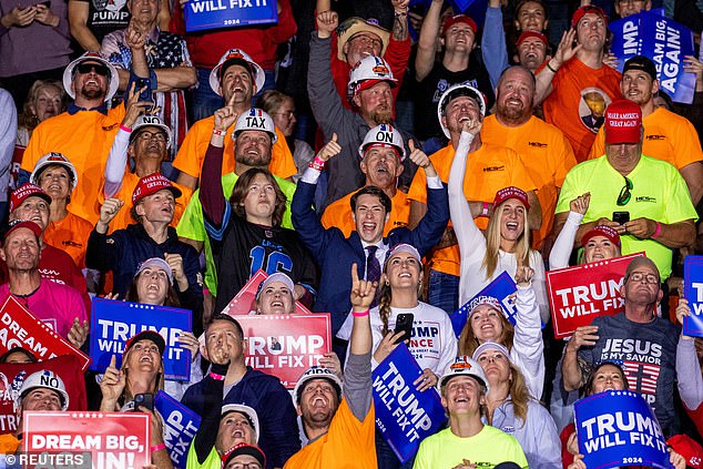 The crowd let out a loud cheer when Trump took the stage