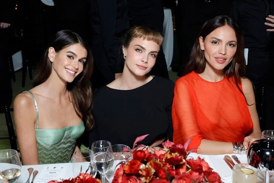 Kaia Gerber, Cara Delevingne and Eiza Gonzalez. (Source: Getty)