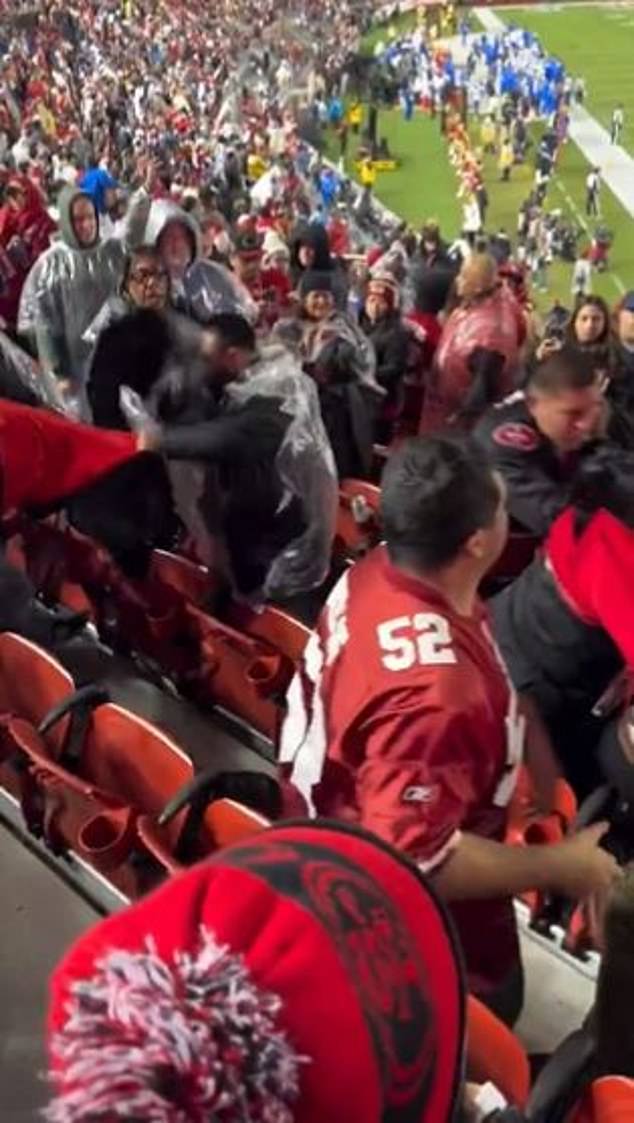 A huge group of San Francisco 49ers fans got into a brawl in the stands at Levi's Stadium