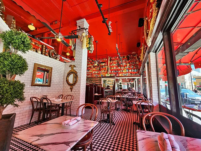 Step into a garlic lover's paradise! This whimsical interior blends Old World charm with a dash of culinary mischief, creating an atmosphere ripe for memorable meals.