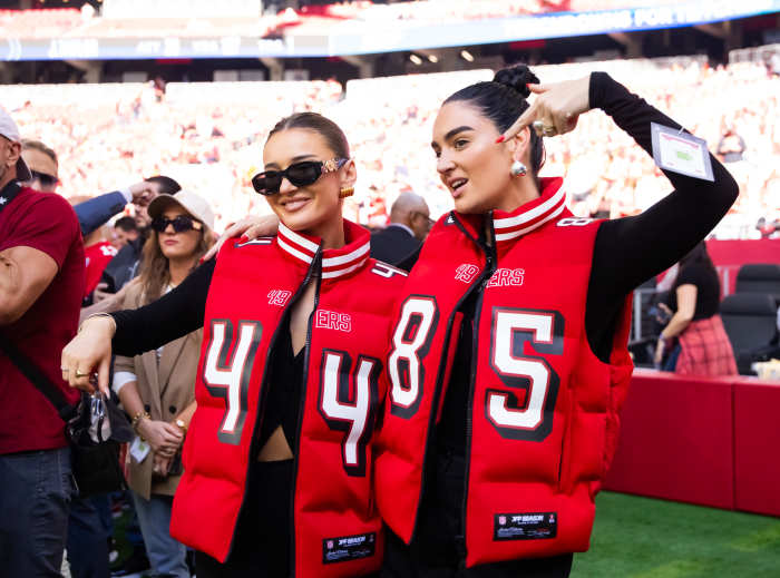 Kristin Juszczyk (left) and Claire Kittle (right) at State Farm Stadium.