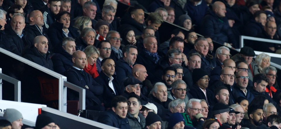 23.01.2025 Manchester United v Rangers: Paraag Marathe in with Rangers directors at Old Trafford in January