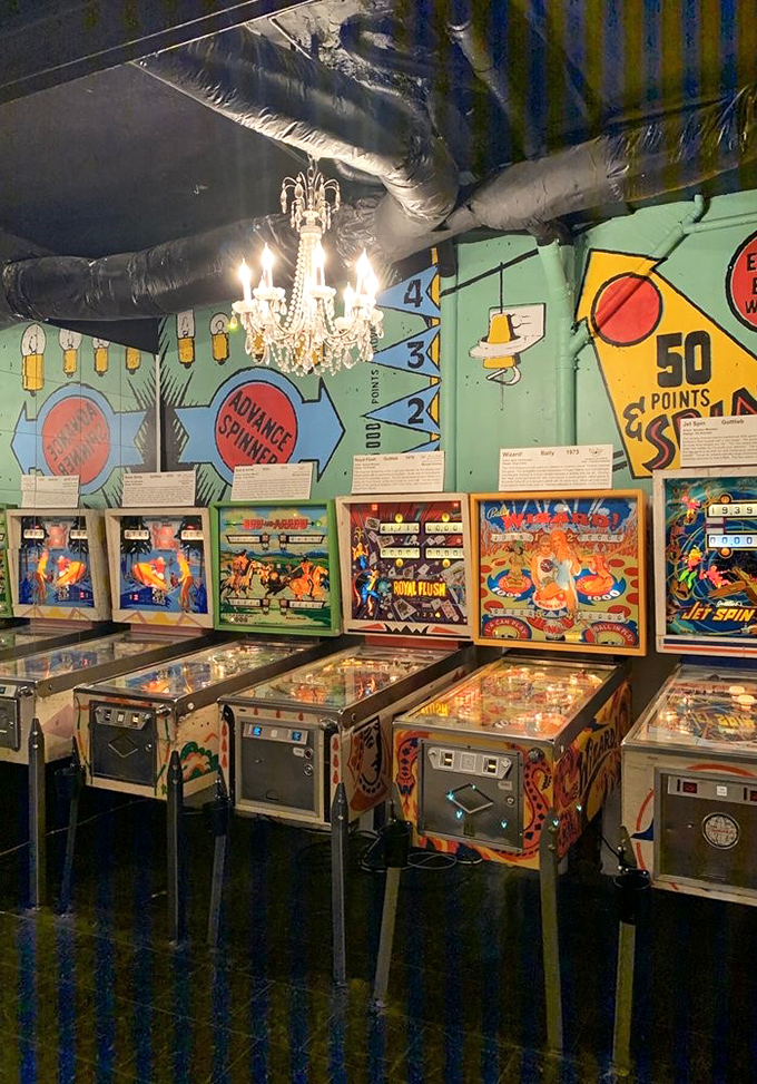 Chandeliers and pinball? It's like Liberace designed an arcade – and we're totally here for it!