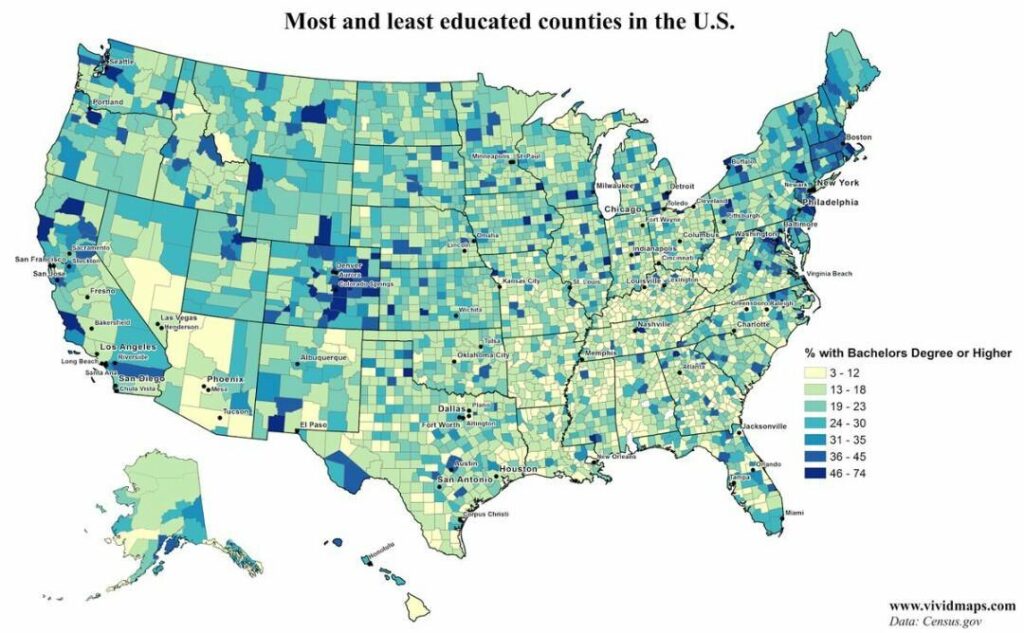 Explore the 10 Most and Least Educated Cities Across the United States The 10 most and least educated cities in the United States – CNBC